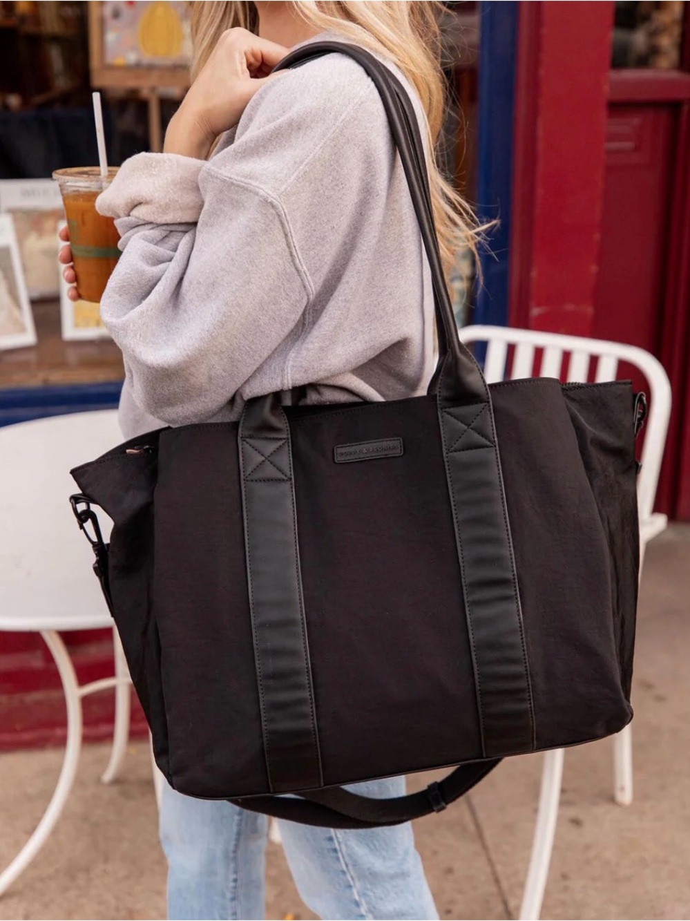 Poppy & Peonies $125 Daily Tote Bag in Black